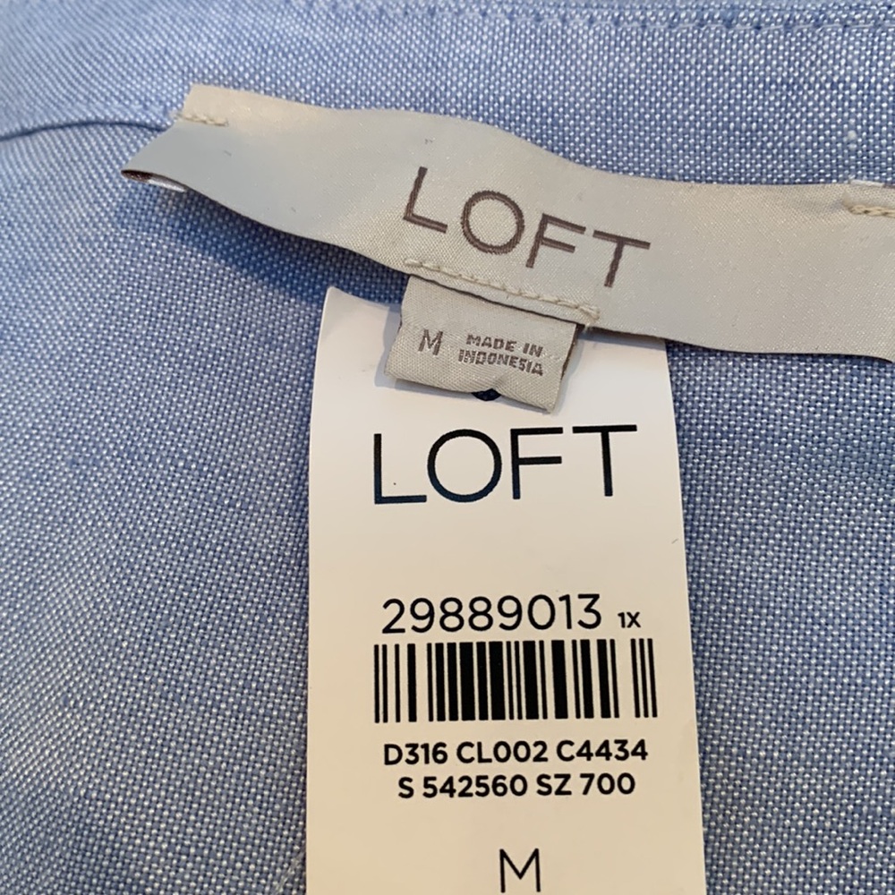 LOFT Linen Blend Chambray Square Neck Flounce Dress NEW! - Picture 8 of 8